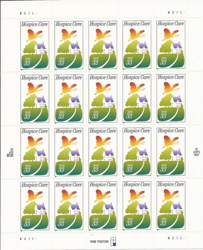 US Stamp - 1999 Hospice Care - 20 Stamp Sheet -   Scott #3276