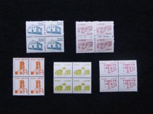 Brazil – 1986-88 – Buildings – 5 Blocks of 4 – MINT