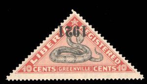 Liberia #F26 Cat$37.50, 1921 10c Greenville, overprint inverted, hinged