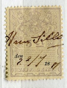 NETHERLANDS; Early 1880s early Revenue issue fine used 5c. value