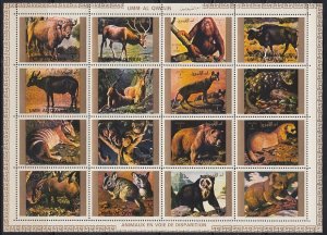 UMM AL QUWAIN - 1972 - Endangered Animals  - Perf 16v Sheet - CTO Never Hinged