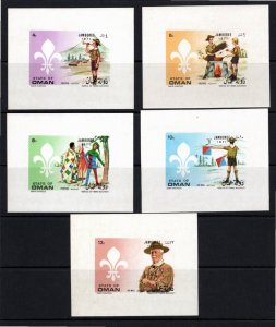 Oman (Cinderella) 1971 MNH 5 values DELUXE SOUVENIR SHEETS