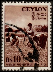 Ceylon 328 - Used - 10r Harvesting Rice (1954) (cv $20.00) +