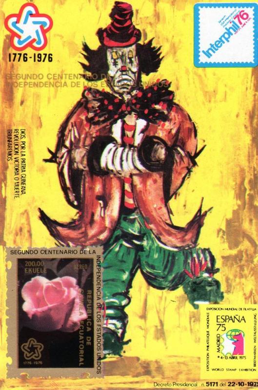 Equatorial Guinea 1976 rose-Clown Painting s/s mnh.vf