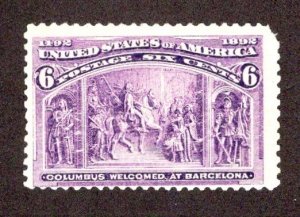 US #235 Six Cent Columbian Mint *Minor Fault*  ~jm-2319