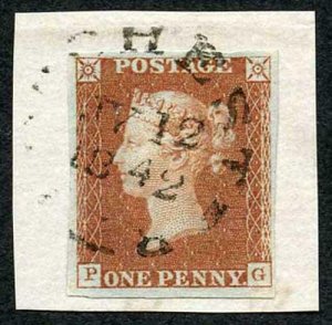 1841 Penny Red (PG) Plate 22 Four Margins SUPERB Dorchester 12 Jy 1842 CDS