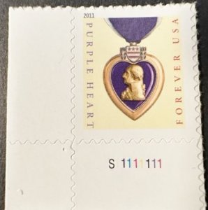 US# 4529  2011 Purple Heart Forever Mint NH