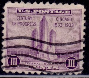 United States, 1933, Federal Building at Chicago, 3c, Sc#729, MLH