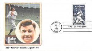 1983 FDC, #2046, 20c Babe Ruth, Fleetwood D-492