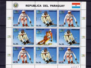 Paraguay 1987 Calgary Olympics Mini-Sheetlet (9+1L) Mi#4114/4115 MNH