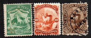 Peru 16 Mint no gum, 17 Mint hinged, 18 Used