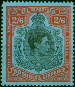 Bermuda 1952 2s6d Black & Red-Pale Blue SG117d P.13 V.F MNH