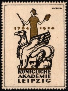 1914 German Poster Stamp  150th Anniversary Royal Academy Leipzig Unused