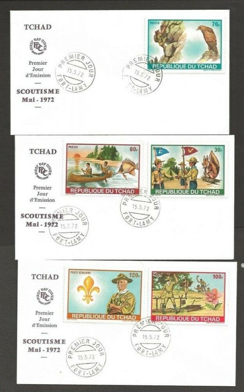 1972 Boy Scouts Chad animals FDC (3) Fort-Lamy