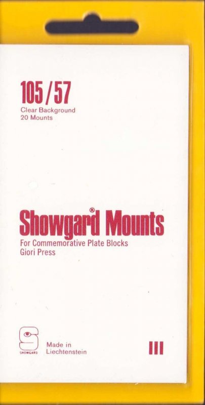SHOWGARD STAMP MOUNTS 105/57 Clear Plate Blocks Giori Press & Others 20 Mounts