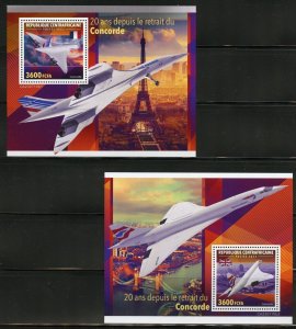 CENTRAL AFRICA 2023 20th ANNIVERSARY OF THE LAST CONCORDE FLIGHT S/S SET MINT NH