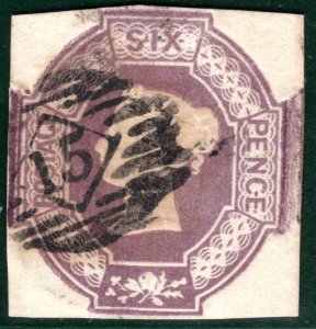 GB QV EMBOSSED Stamp SG.59 6d Lilac (1854) FOUR MARGINS Cat £1,000- SBR102