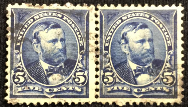 US #281 Used Pair Ulysses S Grant SCV $4.50 L3