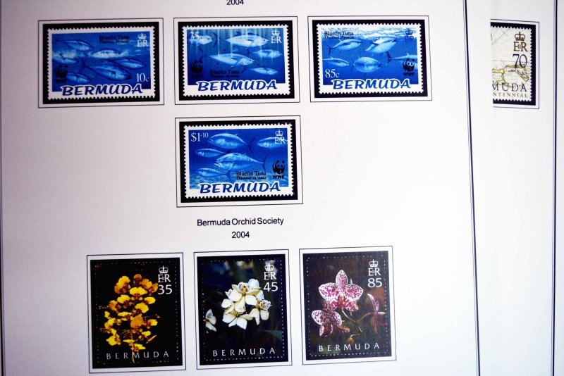 COLOR PRINTED BERMUDA 2000-2020 STAMP ALBUM PAGES (55 illustrated pages)