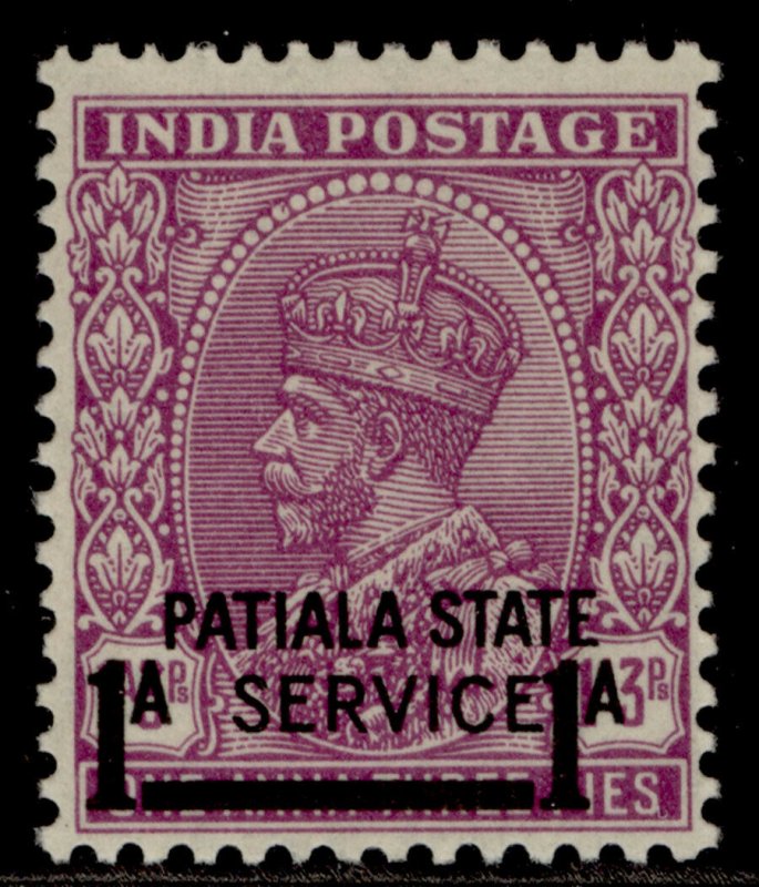 INDIAN STATES - Patiala GVI SG O69, 1a on 1a 3p mauve, LH MINT. Cat £22. 