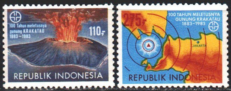 Indonesia. 1983. 1110-11. Volcano eruption, map. MNH. 