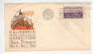 1935 CALIFORNIA PACIFIC INTERNATIONAL EXHIBITION FDC 773-25 LINPRINT CACHET