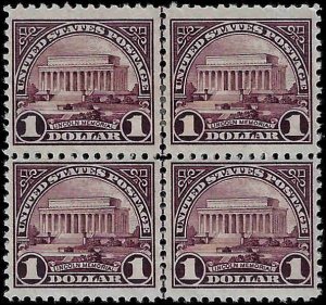 571 Mint,OG,HR/NH... Block of 4... SCV $220.00... bottom pair are Never Hinged