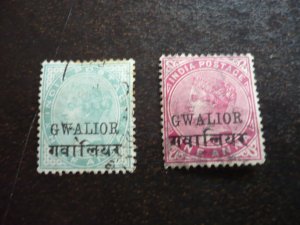 Stamps - India Gwalior - Scott# 31-32 - Used Part Set of 2 Stamps