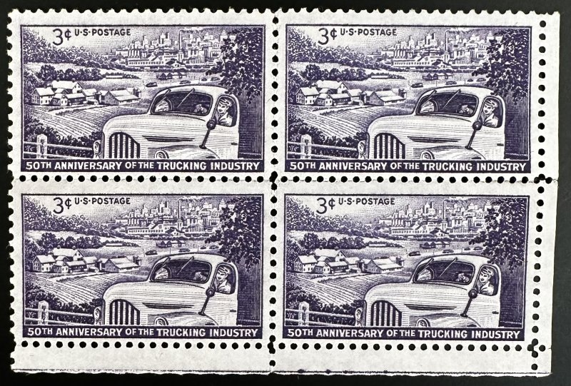 US #1025 Used F/VF Block of 4 - 3c Trucking Industry 1953 [BB212]