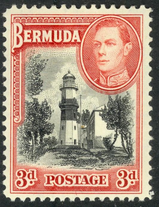 BERMUDA 1938-51 KGVI 3d ST DAVID'S LIGHTHOUSE Pictorial Sc 121 MH