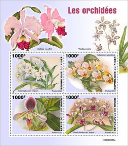 Niger - 2022 Orchid Flowers, Vanda Tricolor - 4 Stamp Sheet - NIG220301a