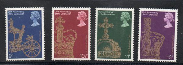 Great Britain Sc 835-8 1978 25th Anniversary Coronation QE II stamp set mint NH