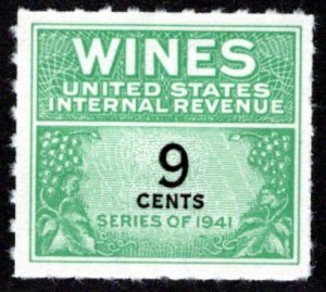 Scott RE122, 9c, MNH, NGAI, Fresh, Type of 1942-49, USA Wine Revenue Stamp