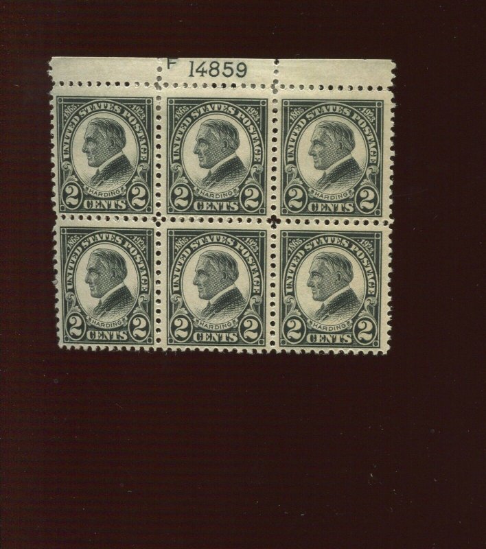 610 Harding  Mint  Plate Block of 6 Stamps  (610 PB A22)