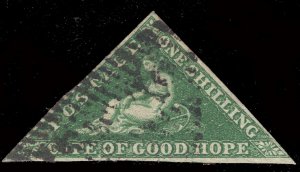 MOMEN: CAPE OF GOOD HOPE SG #8a DEEP GREEN 1859 USED £550 LOT #65674