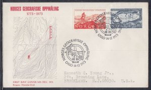 Norway Scott 629-30 FDC - Geographical Survey, Bicentennial