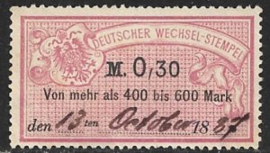 GERMANY 1882 0,30m Bill of Exchange Revenue Erler No. AJ84B VFU