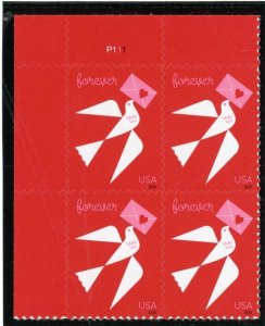 US  5826  Love Dove  - Forever Plate Block of 4 - MNH - 2024 - P111 UL