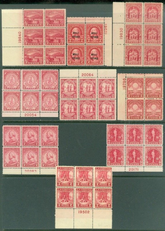 EDW1949SELL : USA 1928-30 2¢ Red plates Sc #645-46, 655, 680-82, 688-89 Cat $193