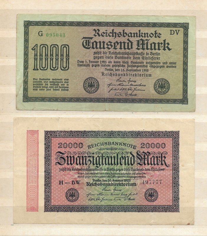 Germany 18 Different Inflation Stamps & 4 Inflation Banknotes Mint and Used