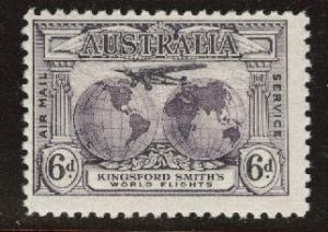 Australial Scott C2 MH* airplane over map of earth 1931