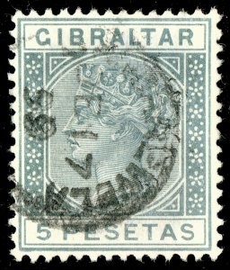 [st1515] Gibraltar 1889 SG#33 5p slate-grey used Interesting cancellation