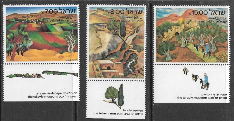 ISRAEL 1982 Landscapes Art Paintings Set with TABS Sc 815-817 MNH