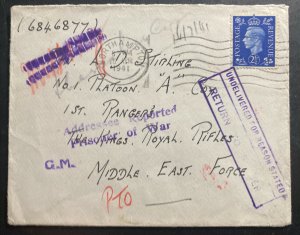 1941 Northampton England Cover to Reported Prisoner Of War Middle East Forces