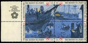 US Scott 1480-83 VF/MNH Se Tenant Inscription Block - 1973 8¢ Boston Tea Party