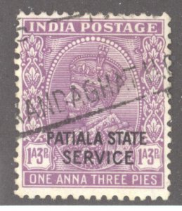 India- Convention States, Patiala, Scott #o43, Used