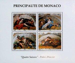 Monaco Principality Four Seasons Prince's Palace 2003 VF-XF MNH** Sheet 15586-