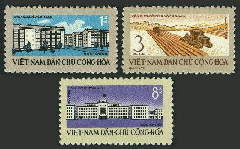 Viet Nam 200-202,MNH.Michel 211-213. Five Year Plan,1962.State Farm,Institute. 