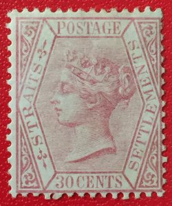 Malaya Straits Settlements 1867-72 QV 30c MNG Wmk CC SG#17 M3968