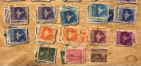 India Group 250+ stamps F/VF Used Cat. $50.00 1958-1963 issue